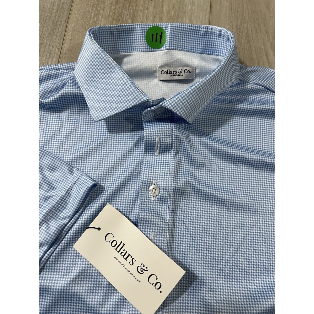 Collars and Co Short  Sleeve  Polo Geometric Houndstooth Pattern Size LT